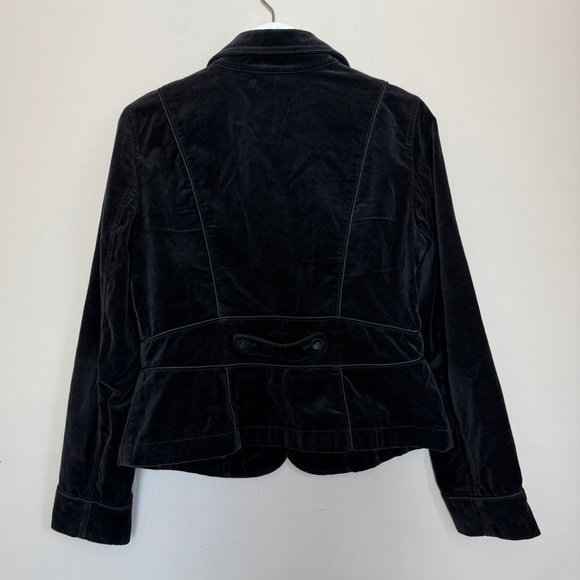 Vintage Ann Taylor Velvet Blazer Jacket Black Button Victorian Whimsigoth - Picture 2 of 7